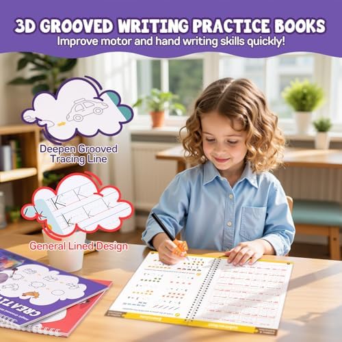 Magic Grooved Writing Practice Books for Kids 3-8, 6 Books - Image 3