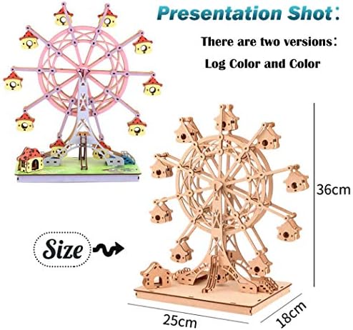 Large Size Wooden Ferris Wheel Building DIY Model Kits - Educational STEM Toys | 3D Puzzles Science Kits for Adults Kids | Mechanical Assembly Stem Colorful - Image 2