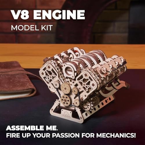 UGEARS V8 Engine Model Kit - 3D Wooden Puzzles for Adults, 3D Puzzle Model Engine Kit, DIY Kits Gifts for Engineers for Fathers Day, Wooden Model Kits for Adults to Build, Brain Teaser Hobby Set - Image 5