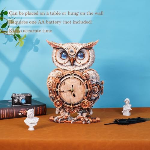 KAAYEE 3D Puzzles for Adults Mechanical Owl Clock DIY Wooden Puzzle Craft - Image 4