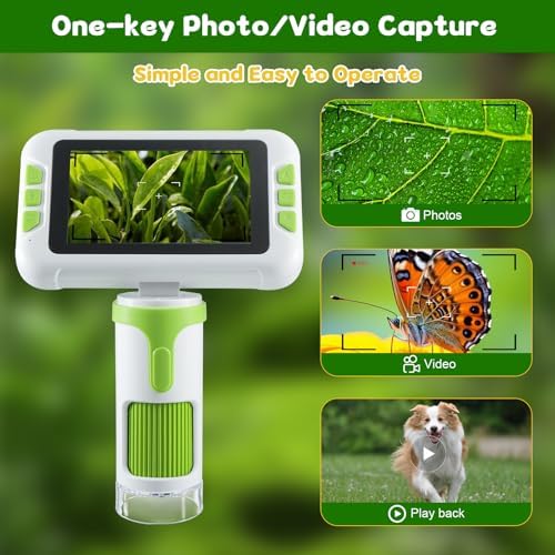 1600X Digital Microscope for Kids, Upgraded Portable Microscope with 4.0 inch HD Screen, 2-in-1 Desktop Handheld Miniscope Rechargeable Student Education Science Microscopes Gift for Kids - Image 3