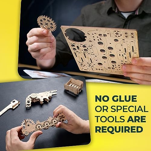 UGEARS Mini Locomotive 3D Wooden Puzzles for Adults - Wood Models for Adults to Build - Easy DIY Crafts for Adult Wooden Train Model Kit - Rubber Band-Powered Mechanical Puzzles - Image 5