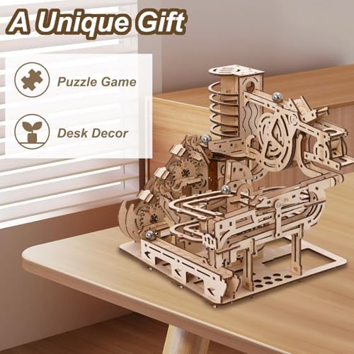 3D Puzzles Wooden Models Kit 260 Pcs Jigsaw Puzzles with Marbles Run Ball Drop Toy Wooden Building Kits for Adults Brain Teaser Puzzles Orbital Model Puzzle - Image 6