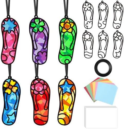 Qyeahkj 36Set Flip Flops Suncatchers Crafts Kit for Kids by Qyeahkj