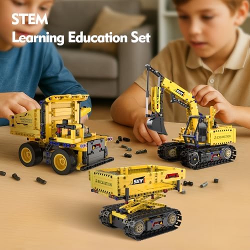 Resosese 5 in 1 Building Toys STEM Robotics Kits - Remote-Controlled Excavator Engineering Kit for Kids Age 6 7 8 9 10 11 12-14 with 555 Pieces，DIY Educational Science Kits Gift for Boys & Girls - Image 2