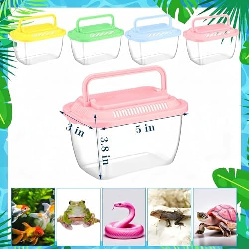 24 Pcs Plastic Fish Bowls with Ventilated Lids and Fishing Nets Bulk Set Include 12 Fish Bowl with Handle and 12 Fishing Nets for Collecting Fishes Crabs Sea Creatures for Summer Beach Party Favors - Image 3