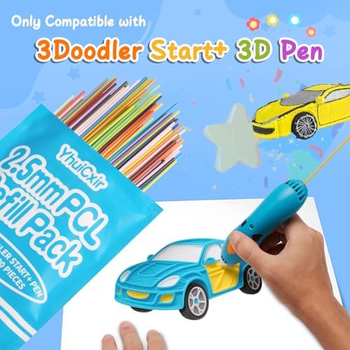 300 Pieces 3D Pen Refills Pack for 3Doodler Start+ Pen 15 Colors 2.5 mm Low Temperature 3D Pencil PCL Filaments Not Compatible with Other 3D Printing Pens - Image 3