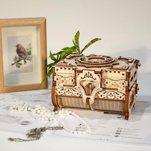 3D Wooden Puzzles for Adults,Wooden Toy for Kids and Adults,Model Building Kit,Educational Brain Teaser,Best Educational Christmas Birthday Day Gift for Friends (Wooden Antique Box) - Image 4