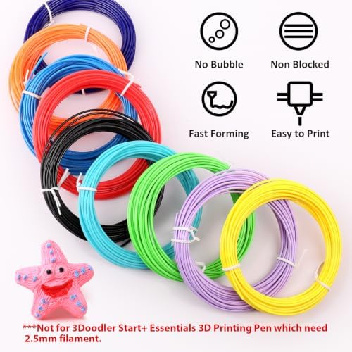 3D Pen Filament 1.75mm PLA Refills 40 Colors, Each Color 8 Meters(26 Feet), Total Length 320m(1050 Feet), 250 Stencils eBooks - Image 3