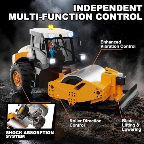 RC Road Roller 1:50 Remote Control Construction Vehicle with Metal Roller - Image 3