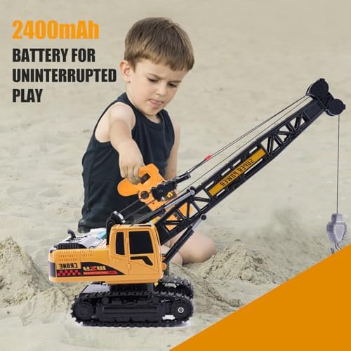 Jiakora Remote Control Crane Toy, 1:14 Scale RC Construction Vehicle with Metal Hook & 2 Batteries Included - Realistic Engineering Toy Truck, for Boys Girls 3 4 5 6 7 8 Years Old - Image 5