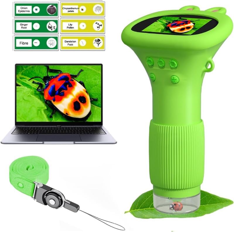 WINWEND Kids Microscope Pocket Microscope -1000X Portable Microscope for Kid | Photo and Video Mini Microscopes | 2'' Digital Little Scientist Microscopes for 3-10 Age Years Old Boys Girls Toys Gifts by WINWEND