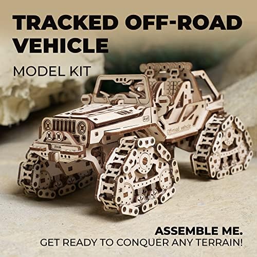 UGEARS Tracked Off-Road Vehicle - 4WD Model Vehicle Kits to Build - DIY 3D Car Model Puzzle with Spring Motor, 2 Driving Modes, Openable Hood with Engine - 3D Wooden Puzzles for Adults - Image 6