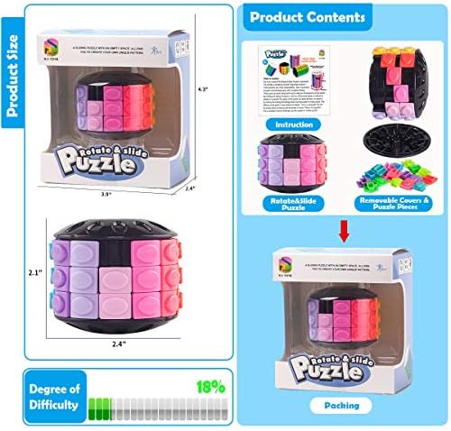R.Y.TOYS Rotate and Slide Puzzle-Design Patent,Fidget Toys(Restore Order/Create Patterns) 12 Colors,3 Layers-Open Cover for Quick Play,Brain Teaser,Sensory Toys,Birthday Gifts,Easter Basket Stuffers - Image 5
