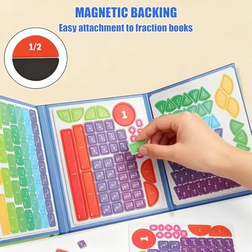 Magnetic Fraction Playook for Kids with 152 Pcs Fractions Magnets Tiles and Disc Set, Math Demonstration Book Learning Toys Fraction Manipulatives for Toddlers - Image 5