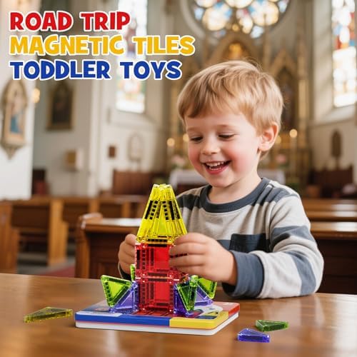 WMXDU Mini Magnetic Tiles with Iron Case, Kid's Travel Essential - Image 4