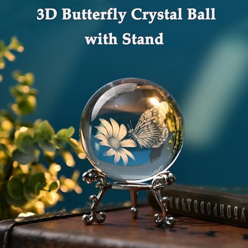 IFOLAINA 3D Butterfly Crystal Ball Gifts Ideas for Girlfriend Wife Mom Her - Image 3