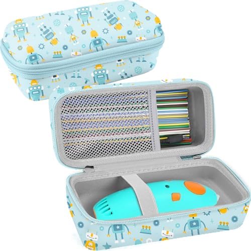 Leayjeen Storage Case Compatible with 3Doodler Start+ Essentials for 3D Pen Set for Kids, for Kids Ages 8-12,Fit for 3D Printing Pen Carrying case(Case Only)-Blue Robot by Leayjeen