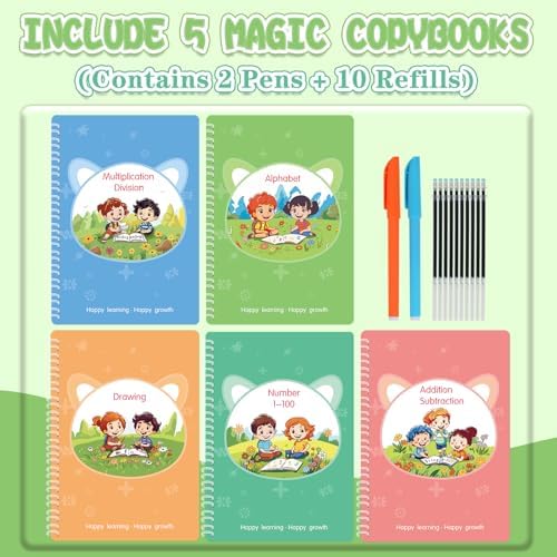 Reusable Grooved Handwriting Workbooks,Magic Copybook,Magic Writing Practice copy books, to help children improve their handwriting ink Practice Age 3-8 ​Calligraphy for kids(Character edition) - Image 3