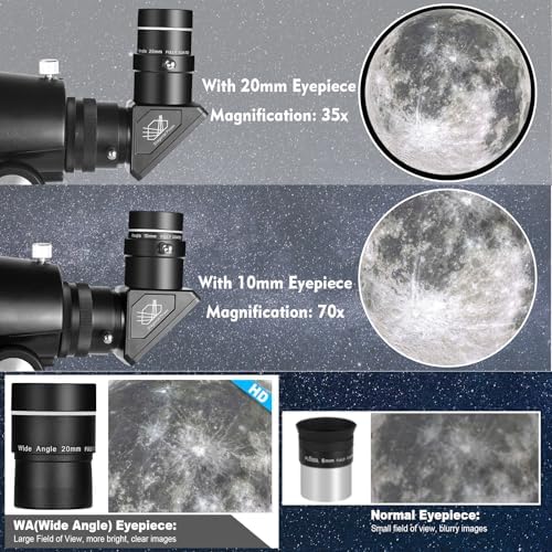 Telescope for Adults High Powered, 90mm Aperture 1000mm Refractor Telescopes for Adults Astronomy Telescopio with High Precision Adjustment, Ultra-Stable Vertisteel AZ Mount Base Tripod, Phone Adapte - Image 6