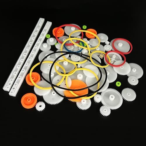 70PCS Small Gear Kit Plastic Gears Belt Pulley Single Gear Spindle Gear Small Motor Gears for DC Motor RC Car Robot Model Toy DIY Gear Replacement (70) - Image 2