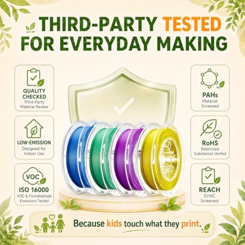AOSEED PLA Filament Set 1.75mm (±0.02mm), 4-Pack, 200 g (0.44 lb) per Spool - Image 4
