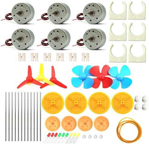 EUDAX 6 Set Mini Generator Motors 3V-12V DC Motor Electric Motor with Propellers Fan Leaf for DIY Electronic Toys Wind Turbine Hand Cranked Power Model School Project Educational Physics Experiment by EUDAX