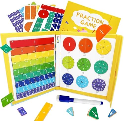 Magnetic Fraction Educational Puzzle for Kids, New Magnetic Fraction Tiles & Fraction Circles, Math Manipulatives Enhance Early Primary School Students Mathematical Skills(Hippo Style) by DOCHENXIYU