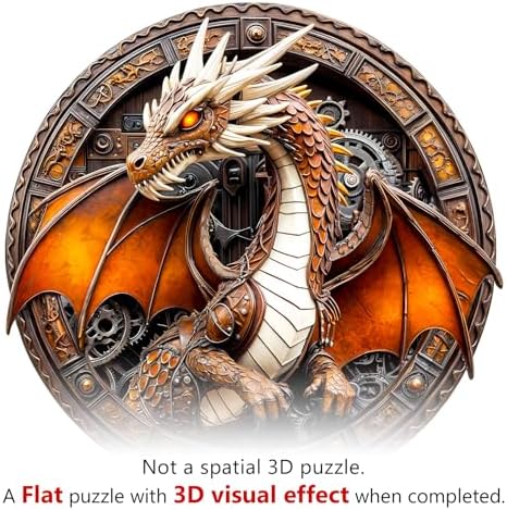 Wooden Puzzles for Adults,Mechanical Dragon Puzzles Gift,13.4*13.3in 300pcs - Image 2