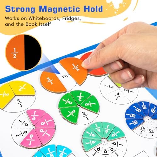 Magnetic Fraction Demonstration Book for Kids, Montessori Fraction Playbook with Tiles & Circles, Fraction Educational Puzzle Sets for Children, Math Manipulatives for Homeschool Classroom - Image 6