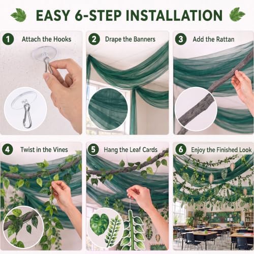 55 Pcs Jungle Safari Party Decor Rainforest Celling Faux Vine - Image 4