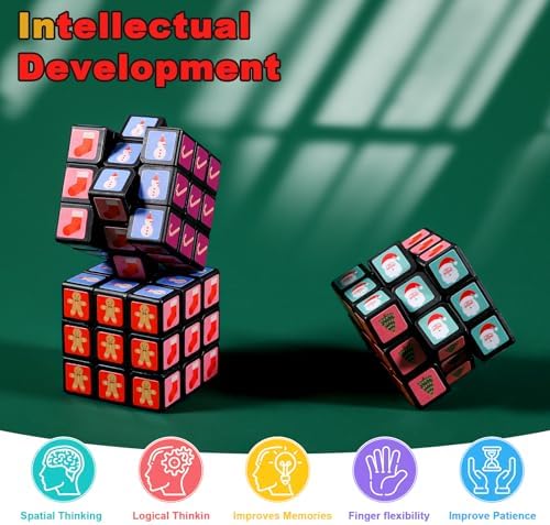 24 Pcs Mini Cubes Bulk, Christmas 1.18 Inch 3x3x3 Puzzle Cube Set, Stocking Stuffers for Kids, Birthday Party Favors, Classroom Prizes, Stress Relief Fidget Toys, Easter Basket Fillers - Image 3