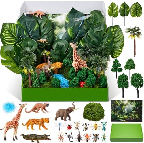AmazingSpark 72 Pcs Rainforest Diorama Box Kit Jungle Habitat Project by Unknown