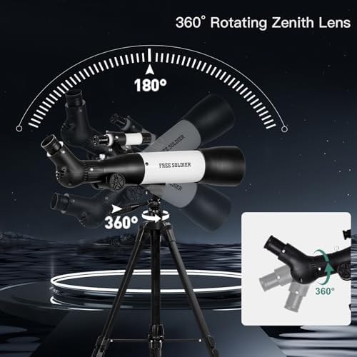 FREE SOLDIER Telescope 70mm Aperture 500mm Refractor Telescope for Adults High Powered - Professional Astronomical Refracting Telescope for Adults Beginners with Phone Adapter and Carry Bag White - Image 6