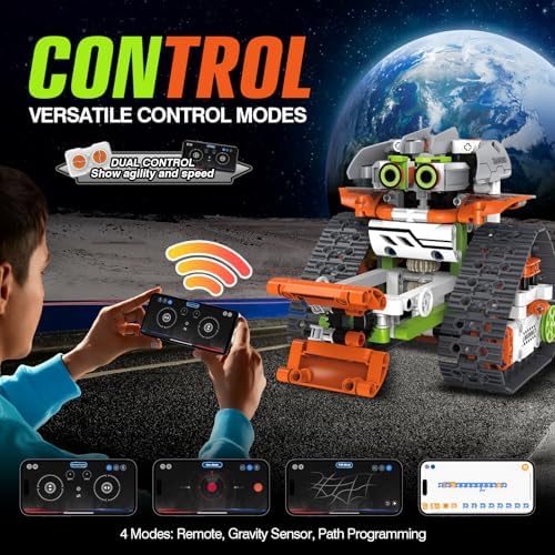 anysun 5 in 1 STEM Robot Building Kit, Dinosaur Building Toys for Kids Age 8-12, Remote & APP Controlled, Educational Robotics Science Toy for Boys Girls Christmas and Birthday - 539pcs - Image 5