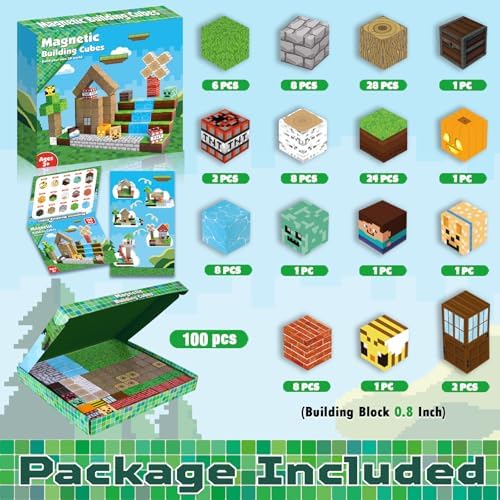 Magnetic Blocks-100PCS Magnetic Building Blocks Magnetic Tiles Stacking, Build Magnet Forest Set, STEM Montessori Sensory Toys for Kids Boys Girls Ages 3 4 5 6 7 8 9 10 Christmas Birthday Gifts - Image 2