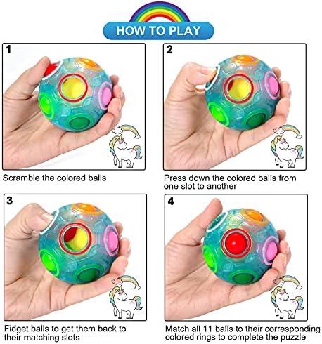 Vdealen Magic Rainbow Puzzle Ball, Fidget Ball Puzzle Brain Teaser Fidget Toy for Boys & Girls- Birthday Party Valentines Easter Christmas Stocking Stuffers for Kids Teen & Adults-2 Pack - Image 4