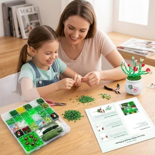 Green Glass Beads Beaded Plant Kit Hanging Crystal Suncatchers Home Décor - Image 5