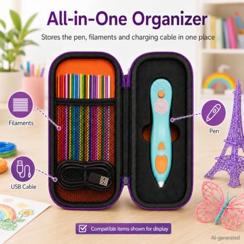 GWCASE Foam Insert Case for 3Doodler Start+ Essentials 3D Pen, Purple - Image 3