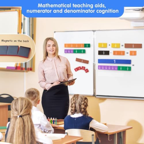 TOMMYHOME Magnetic Fraction Tiles for Kid's Maths Toys.Standing Teaching aids for Primary.Help Kids Learn Fractions (Rectangular) - Image 5
