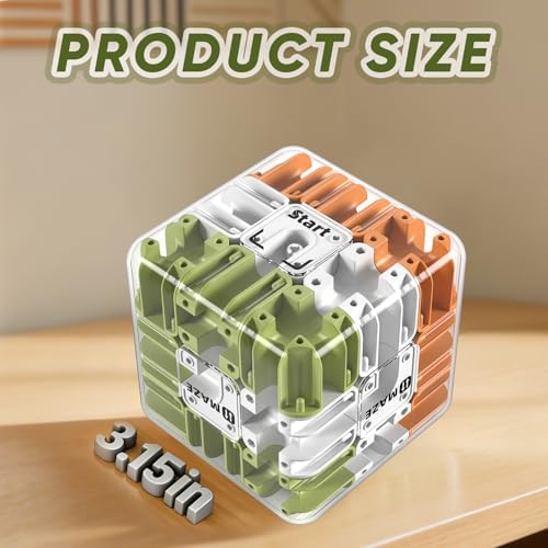 3D Cube Puzzle, Orange Labyrinth Brain Teaser Maze Ball Fidget Toys - Image 4