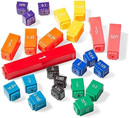 hand2mind Rainbow Fraction Tower Equivalency Cubes, Decimal Fraction Equivalency, Math Blocks, Montessori Math Rods, Fraction Manipulatives, Classroom Manipulatives for Elementary School (51 Pieces) - Image 4