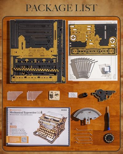 ROKR 3D Wooden Puzzles for Adults, Mechanical Typewriter Vintage Model Kits - Image 6