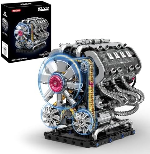 WINGIFT V10 Engine Building Set, V10 Engine Model kit That Run,Build Your Own Mini V10 Model Engine Kit with Motor,Home&Office Décor,STEM Physical Science Experiment Toy for Kids 8+ and Adults(808PCS) by VisittheWinGift