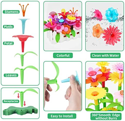 CENOVE Birthday Toys Gifts for 3 4 5 6 Years Old Boys Girls,Upgrade DIY Flower Garden Building Toy,STEM Educational Kids Toys Preschool Kindergarten Arts and Crafts Toy - Image 2