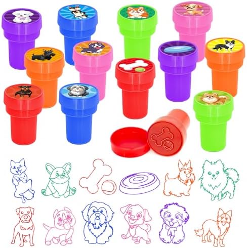 Cinrobiye 24 Pcs Dog Stampers Party Favor Set, Cute Puppy Stamps for Kids Birthday Party, Classroom Rewards, Carnival Prizes, Goody Bag Fillers, Dog Lover Party Supplies by Cinrobiye