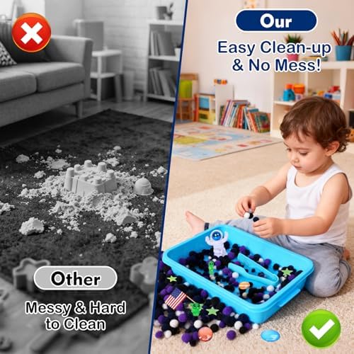 Space Sensory Bin for Toddlers, No-Mess Pom Poms Activity Kit - Image 5
