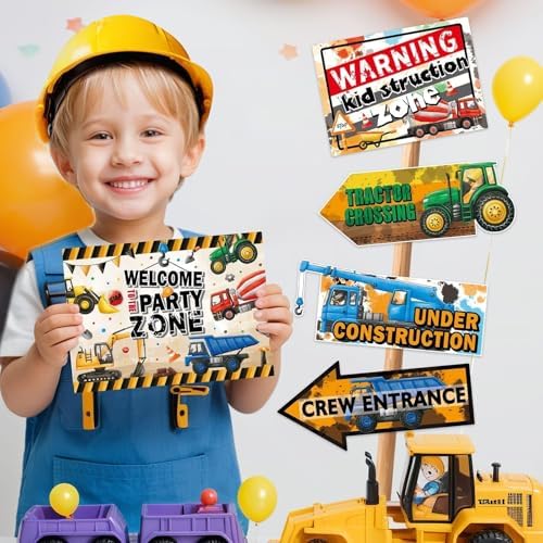 WERNNSAI 12 PCS Construction Party Signs Truck Road Sign Cutouts - Image 5