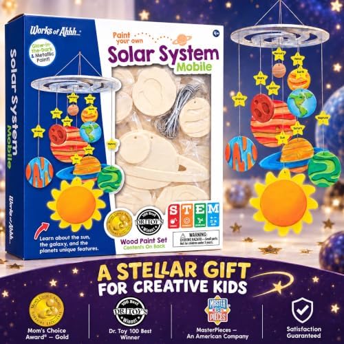 Works of Ahhh... Classic Wood Paint Kit - Solar System Mobile Craft Set - Kid - Image 7