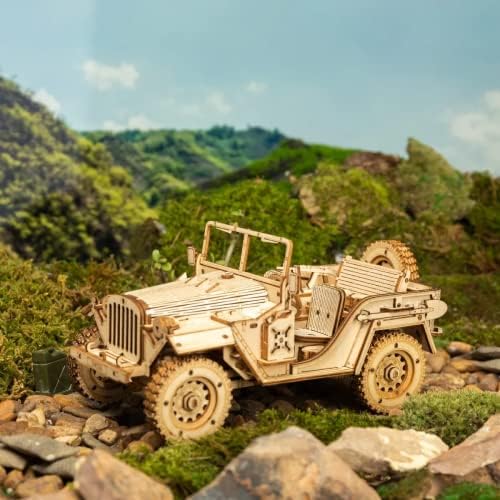 ROKR Model Car Kits Wooden 3D Puzzles Model Building Kits for Adults-Educational Brain Teaser Assembly Model for Adults to Build, Desk Decor/DIY Hobbies for Teens&Kids (Jeep Wrangler/7.5 * 4 * 3.5) - Image 4